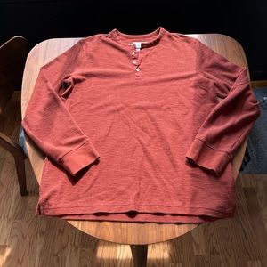Burnt Orange Knit Henley Quarter Button Long Sleeve